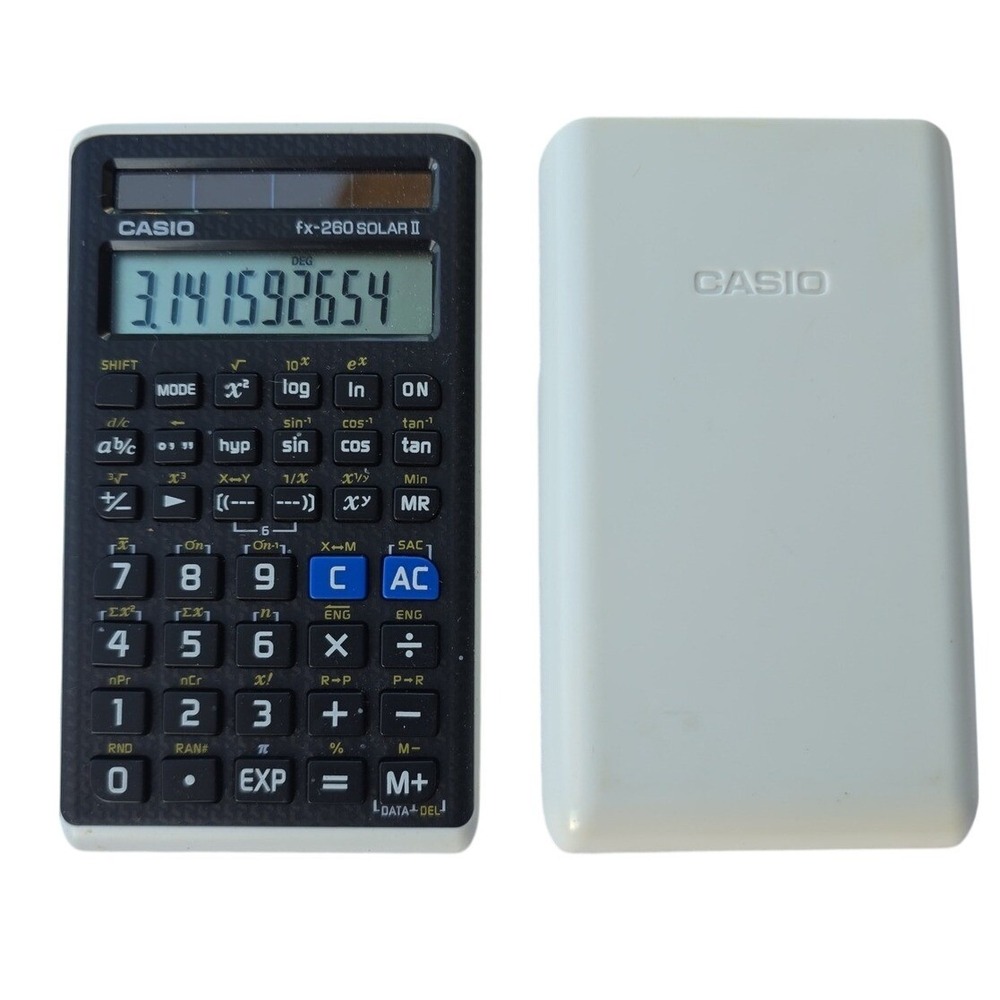 Casio fx-260 SOLAR II Scientific Calculator Black White Solar Powered Case E2